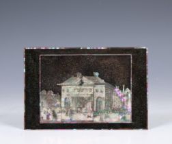 Japan, lakwerk en parelmoer plaquette, Edo, 19e eeuw;