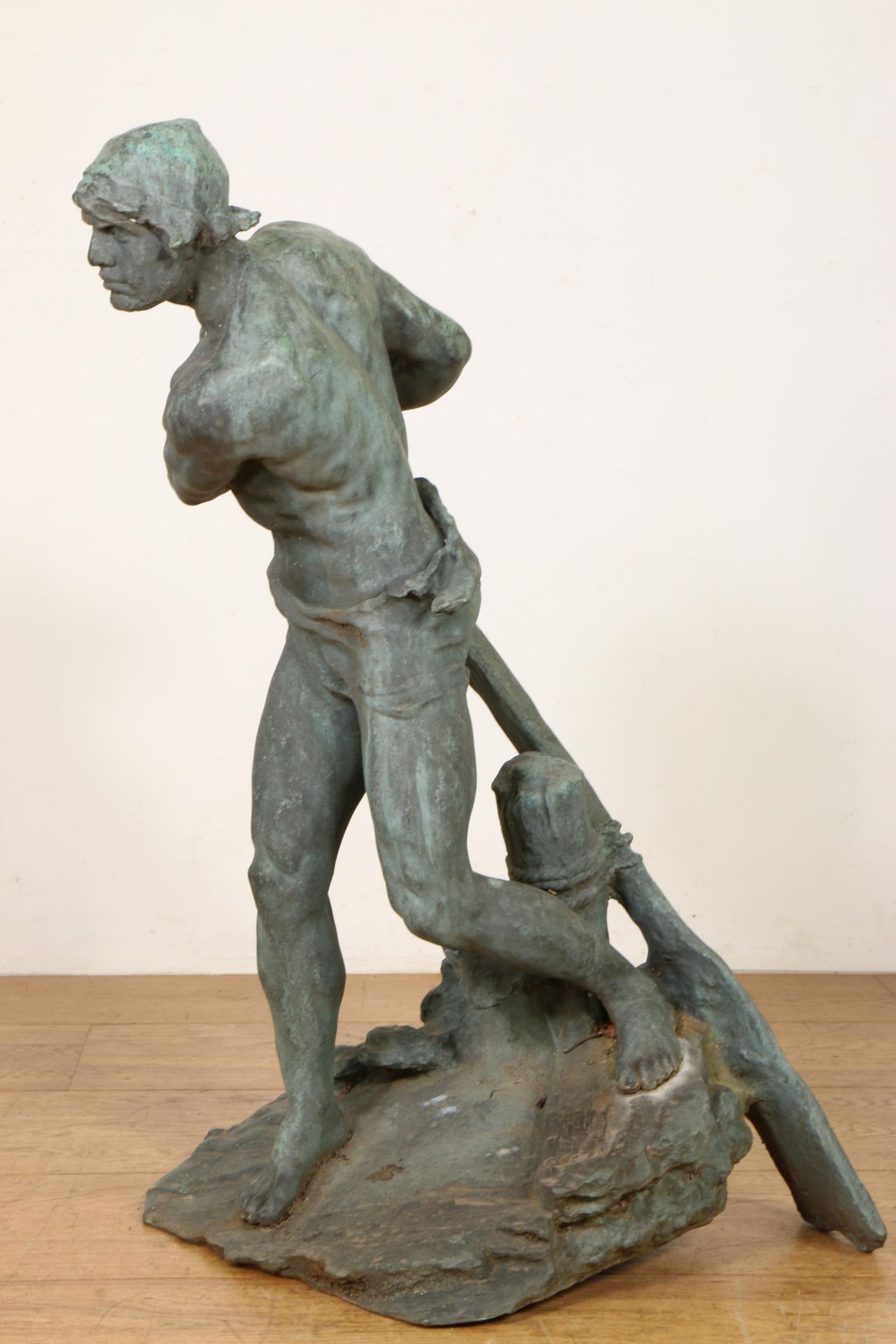 Georges Colin (1876-1917), groen gepatineerd bronzen sculptuur 'La Pagayeur', ca. 1900; - Bild 4 aus 4