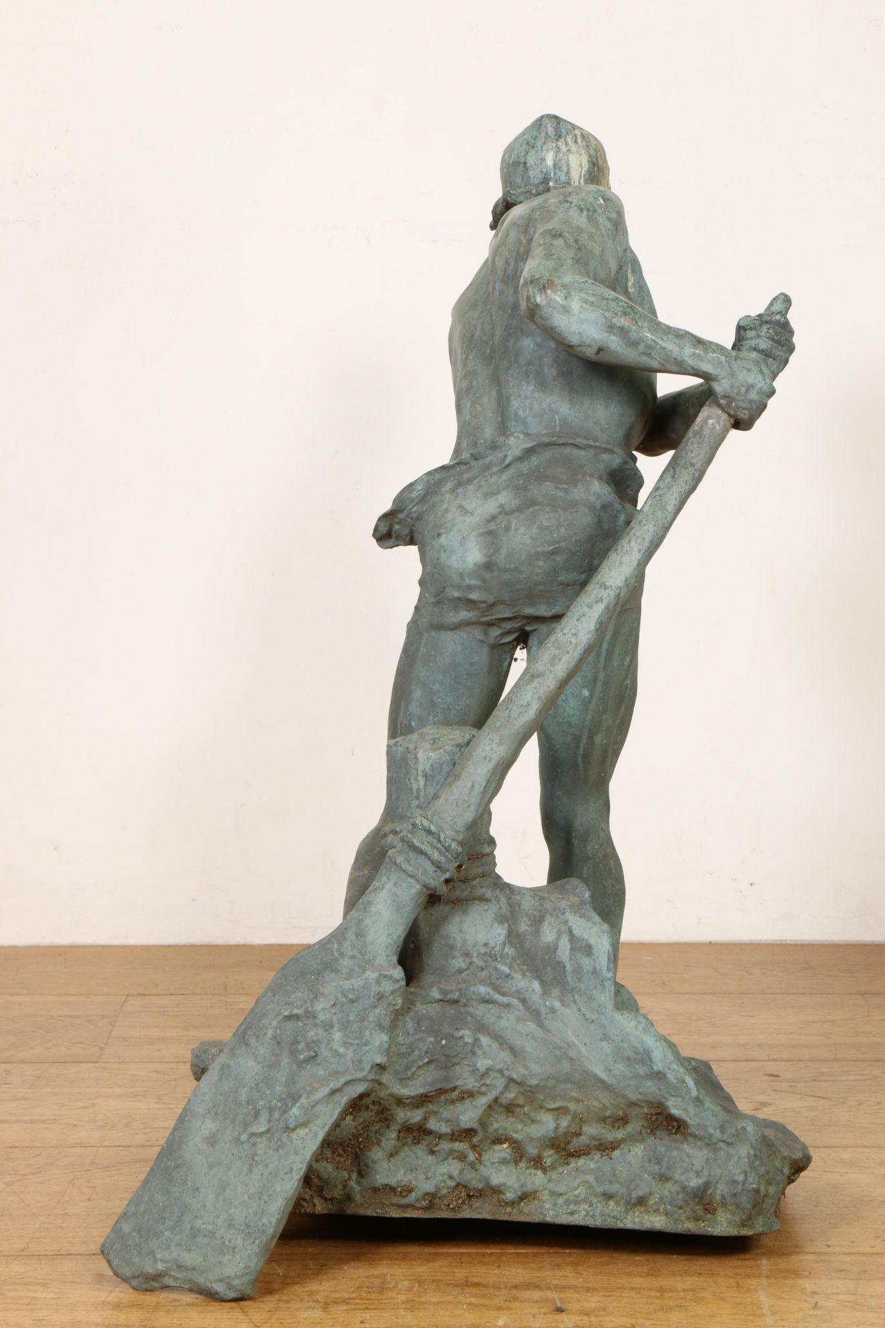 Georges Colin (1876-1917), groen gepatineerd bronzen sculptuur 'La Pagayeur', ca. 1900; - Bild 3 aus 4