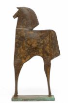 Carlos Mata (1949-2008), groen-bruin gepatineerd bronzen sculptuur 'Caballo Melampo'.