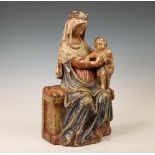 Frankrijk, eikenhouten en polychroom geschilderd sculptuur, madonna met kind, 17e eeuw;