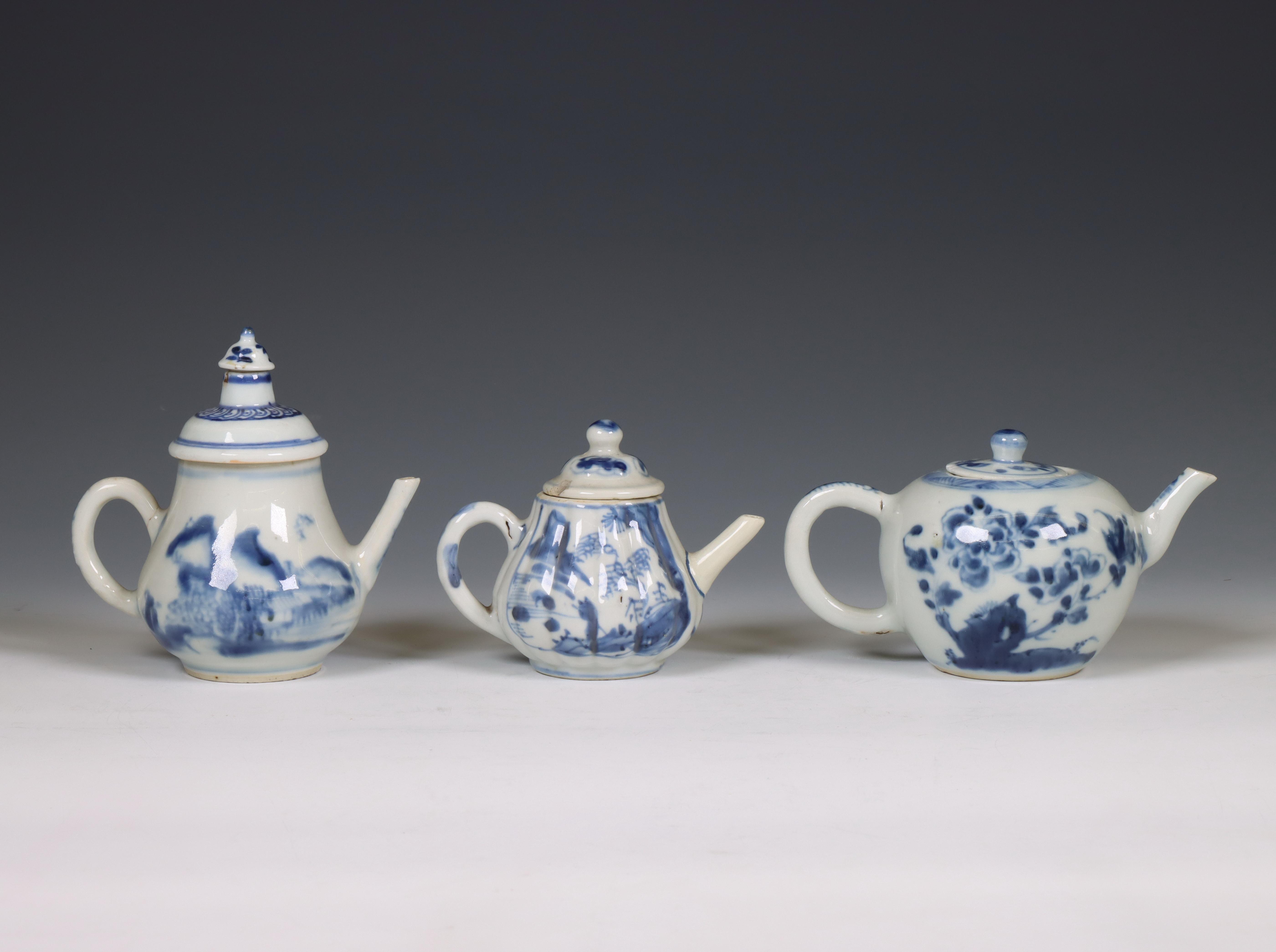 China, three blue and white porcelain teapots, 18th century, - Image 2 of 6