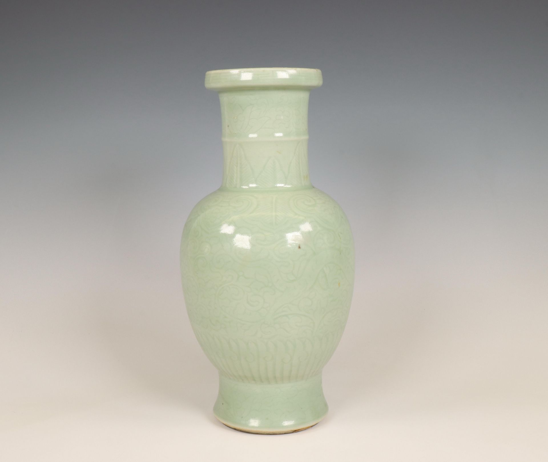 China, celadon-glazed baluster vase, 19th-20th century, - Image 3 of 6