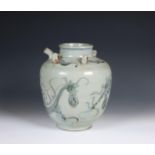 China, blue and white glazed earthenware jug, 20th century,