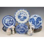 China, collection of blue and white and polychrome porcelain, 18th century,