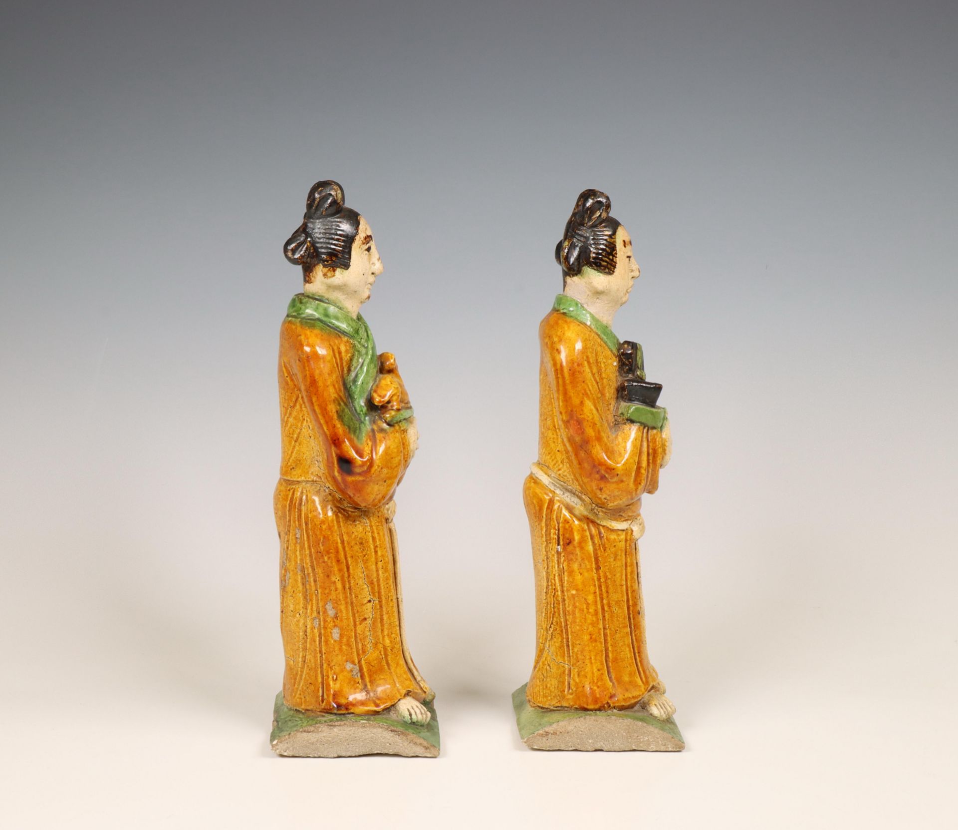 China, two Sancai-glazed pottery rooftile figures, Ming dynasty (1368-1644), - Image 4 of 7