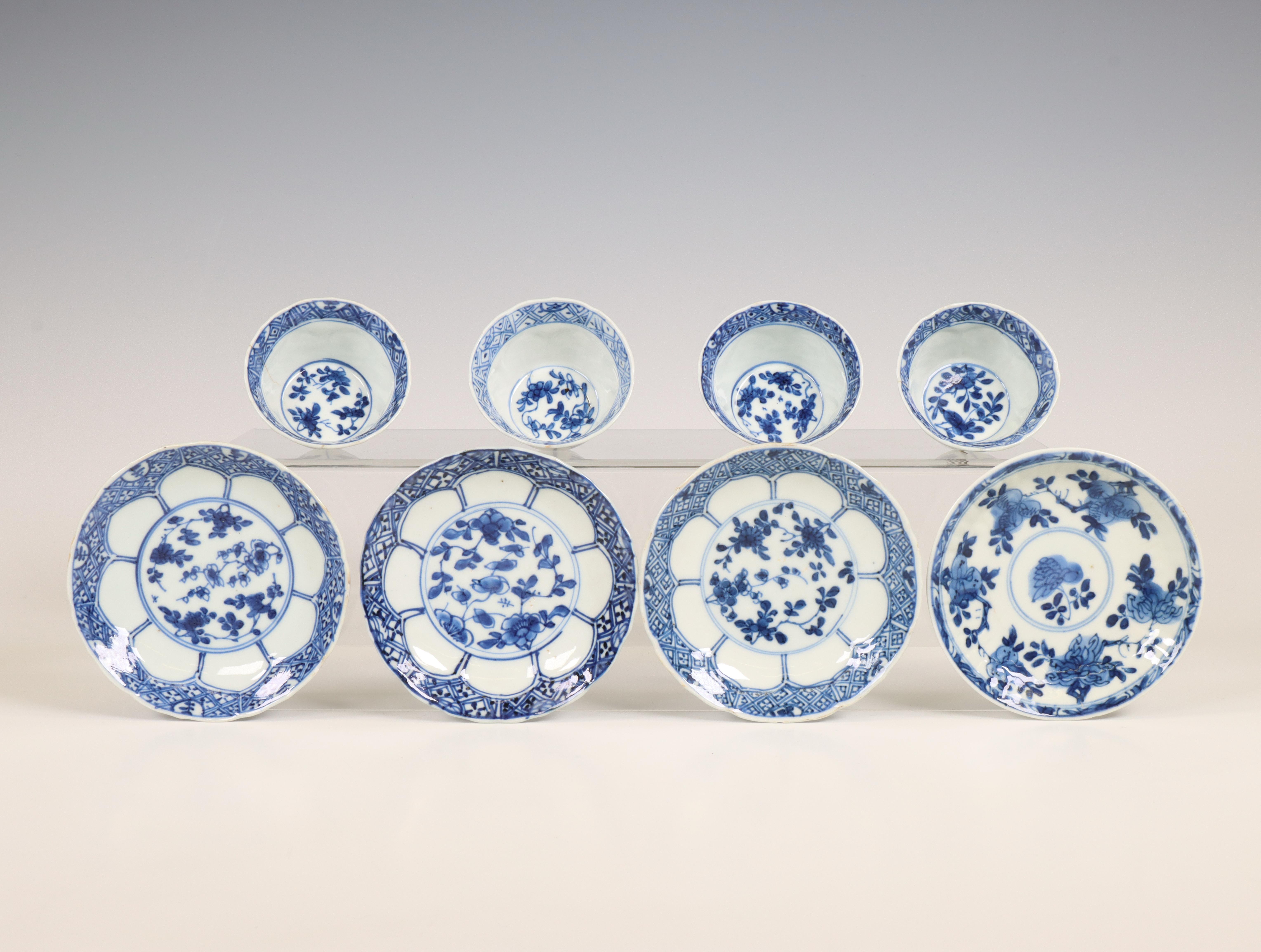 China, a small collection of blue and white cups and saucers, 18th century, - Image 3 of 3