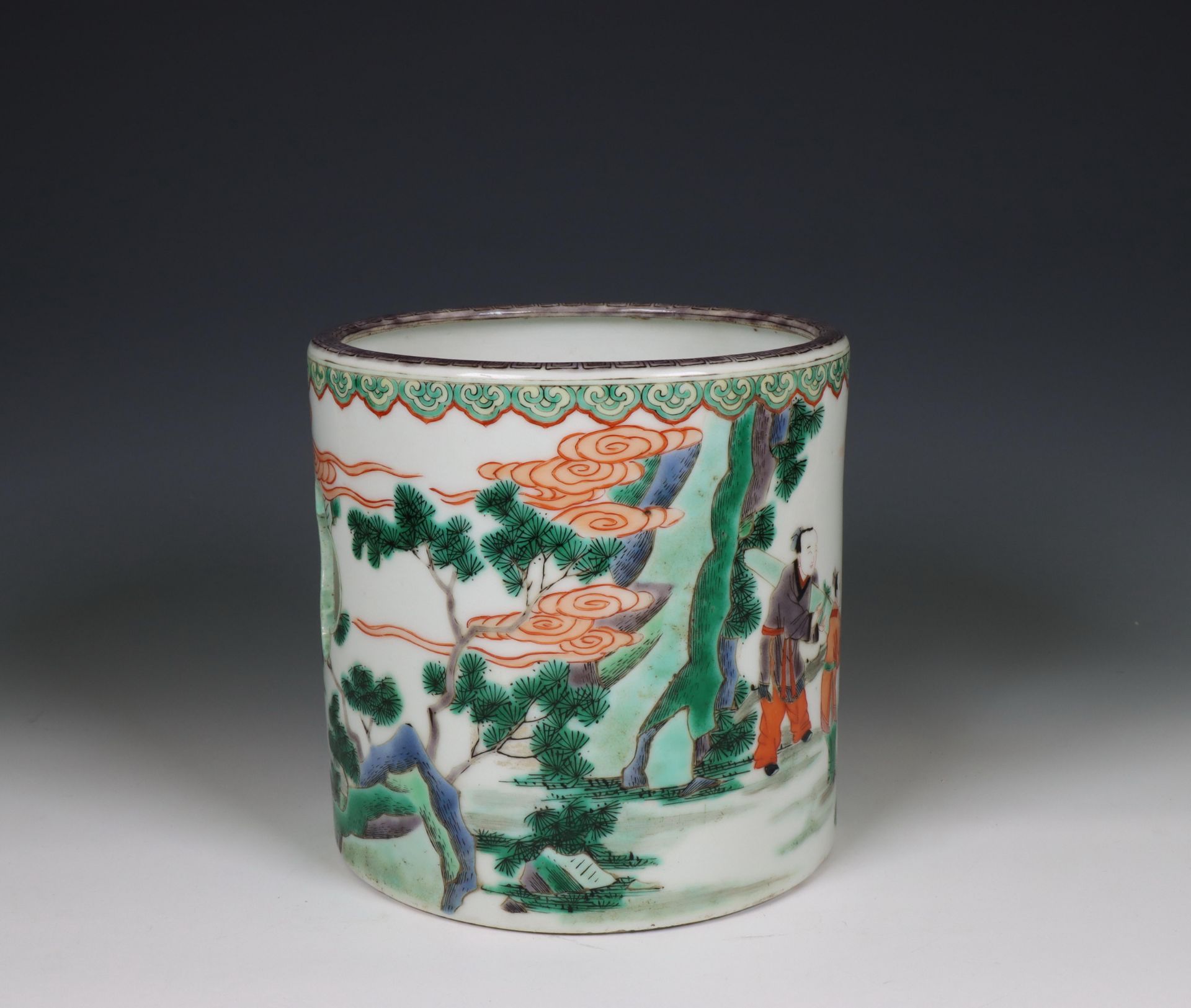 China, a famille verte porcelain brush pot, 20th century, - Bild 2 aus 6
