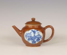 China, café-au-lait-glazed teapot and cover, 18th century,