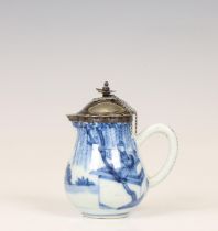 China, silver-mounted blue and white porcelain 'Romance of the Western Chamber' teapot, 18th century