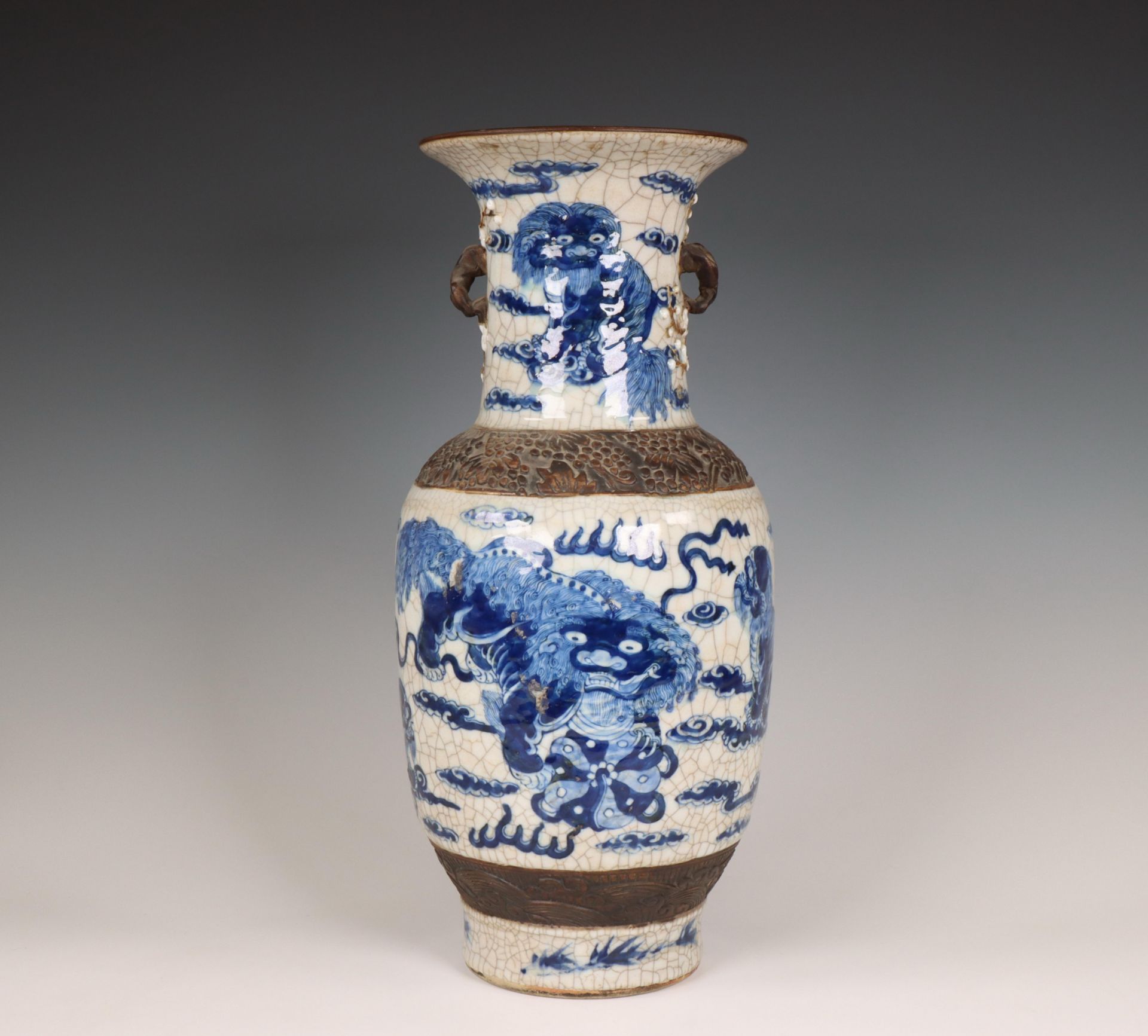 China, a blue and white porcelain baluster vase, ca. 1900,