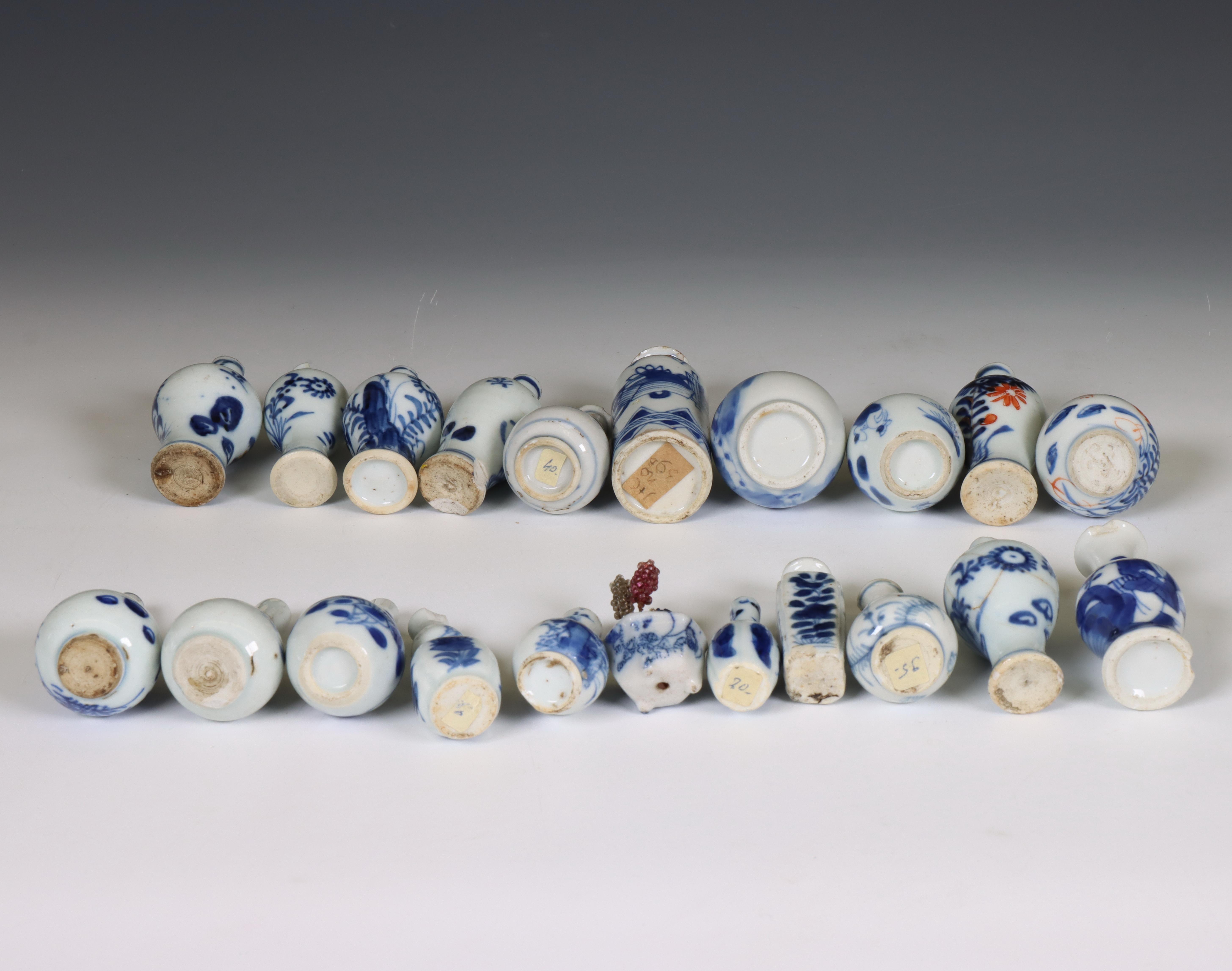 China, a collection of blue and white miniature vases, 18th century and later, - Image 3 of 4