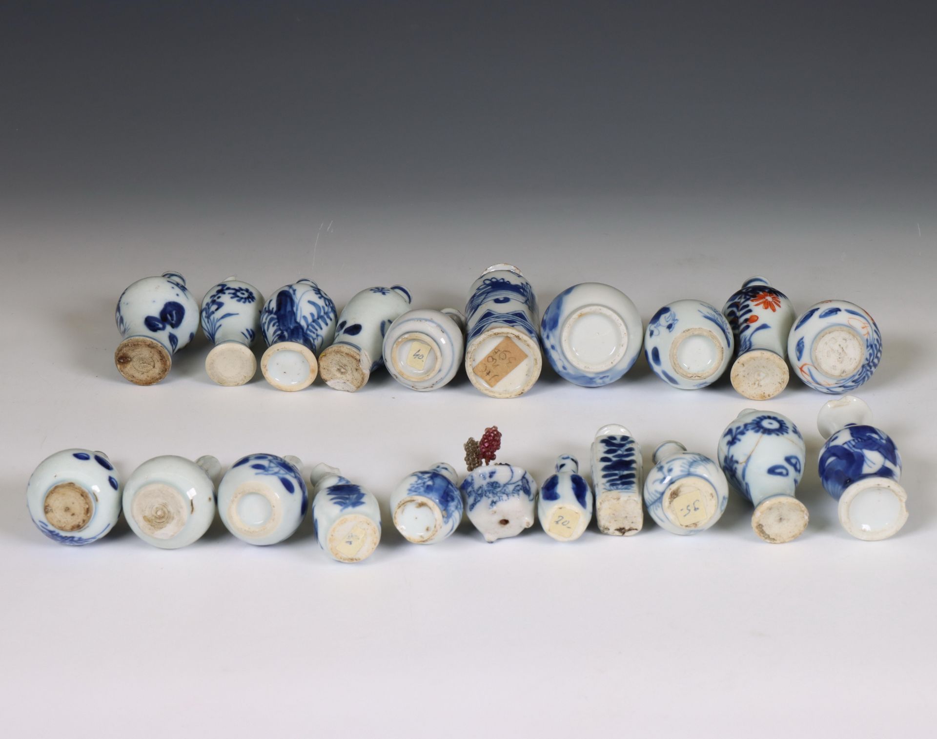 China, a collection of blue and white miniature vases, 18th century and later, - Image 3 of 4