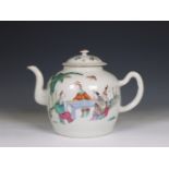 China, a large famille rose porcelain teapot and cover, 19th century,