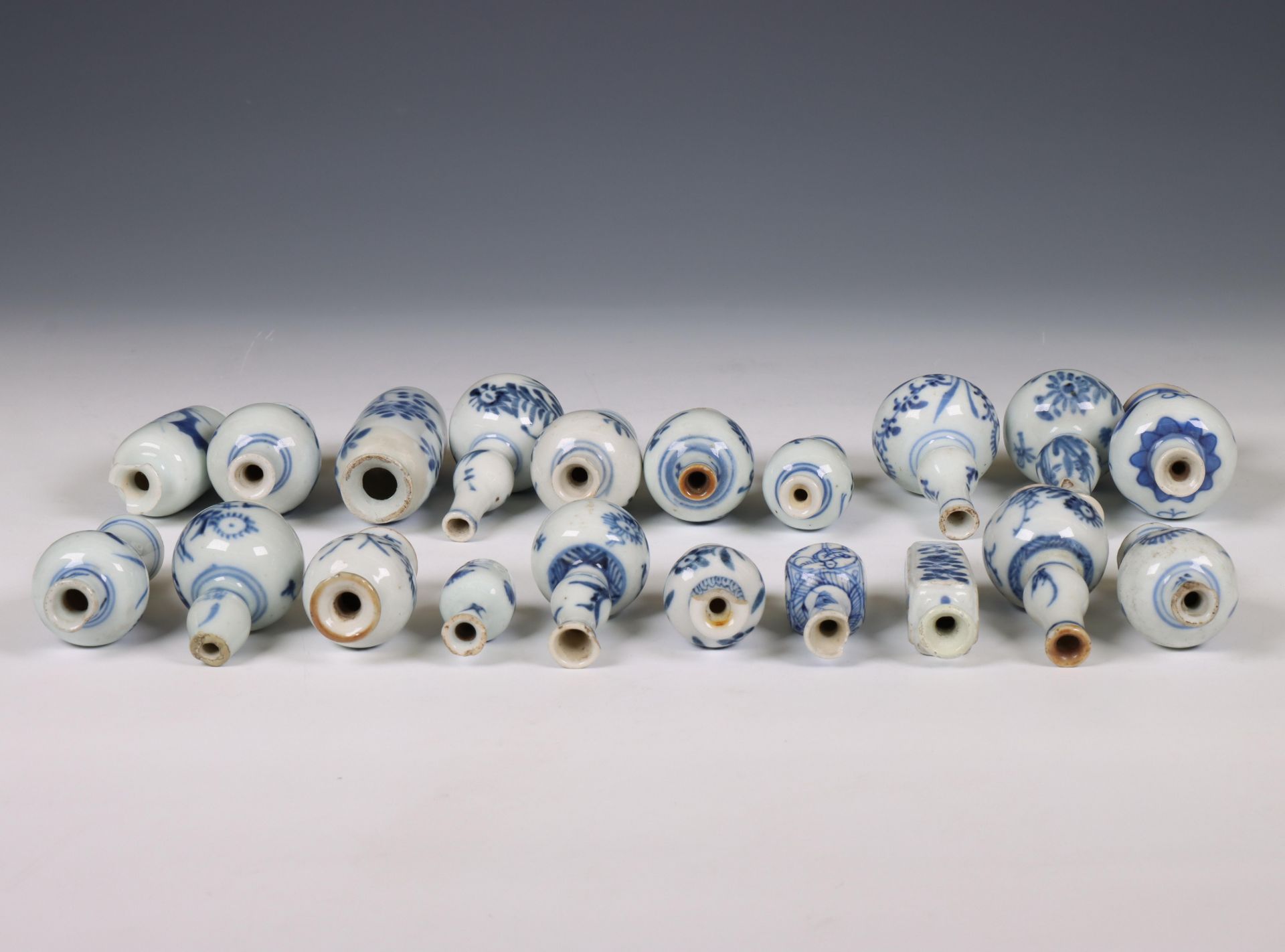 China, a collection of blue and white miniature vases, 18th century and later, - Image 2 of 4