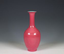 China, a pink-glazed bottle vase, 20th century,