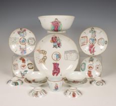 China, a collection of famille rose 'Wu Shuang Pu' porcelain, 19th century,