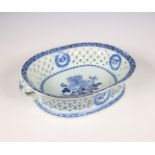 China, a blue and white porcelain basket, ca. 1800,