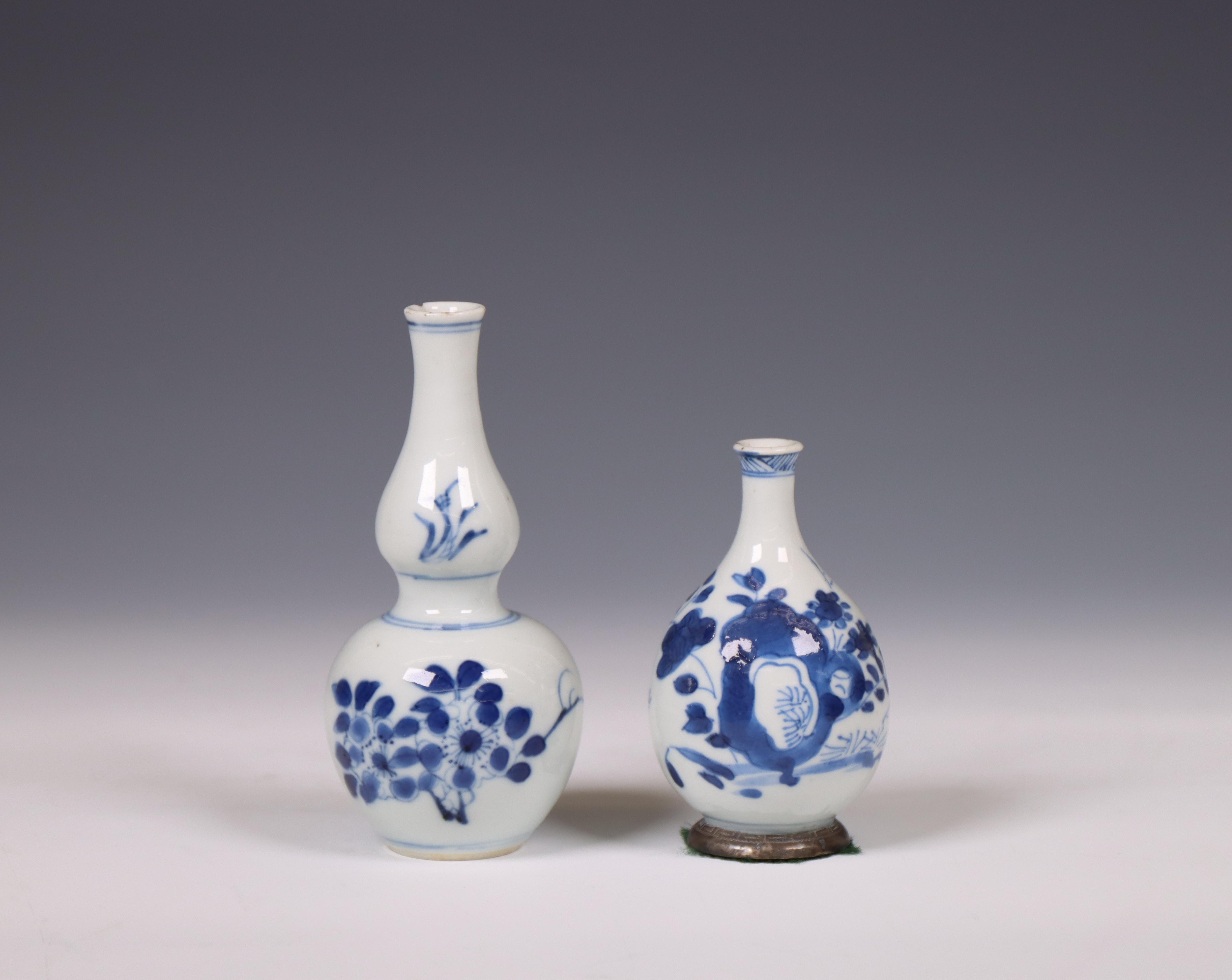 China, two blue and white porcelain vases, Kangxi period (1662-1722),