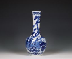 China, a blue and white porcelain bottle vase, 20th century,