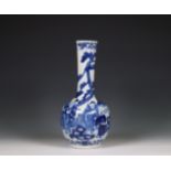 China, a blue and white porcelain bottle vase, 20th century,