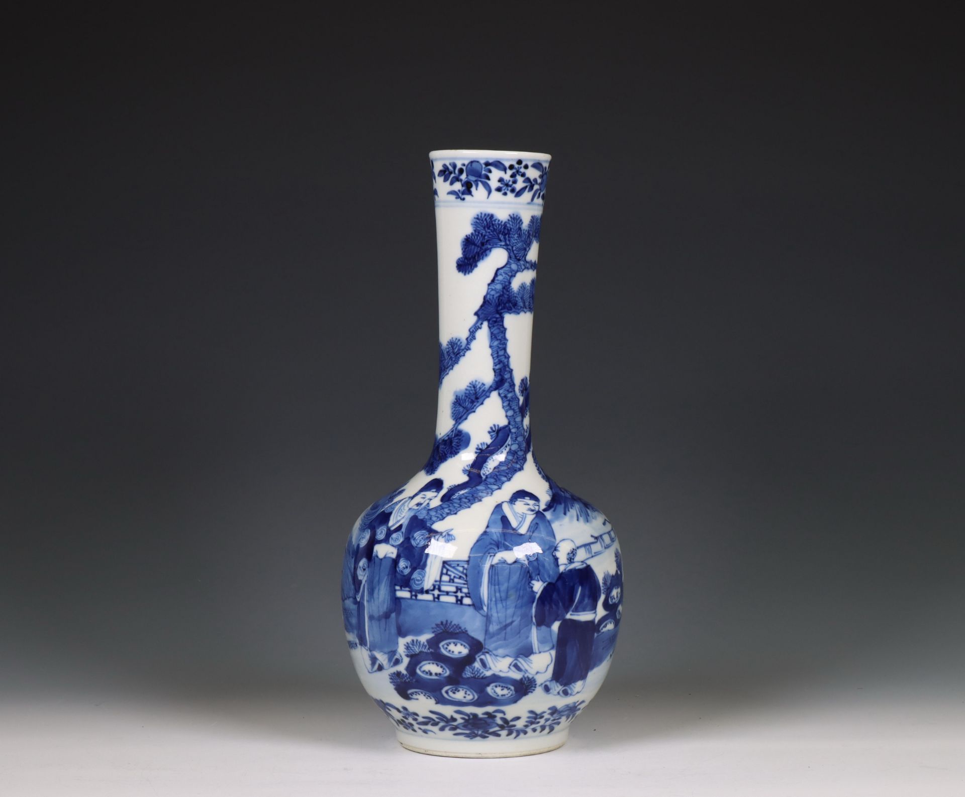 China, a blue and white porcelain bottle vase, 20th century,