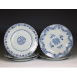 China, a collection of large blue and white porcelain plates, Qianlong period (1736-1795),