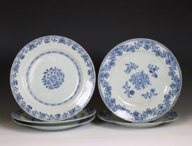 China, a collection of large blue and white porcelain plates, Qianlong period (1736-1795),