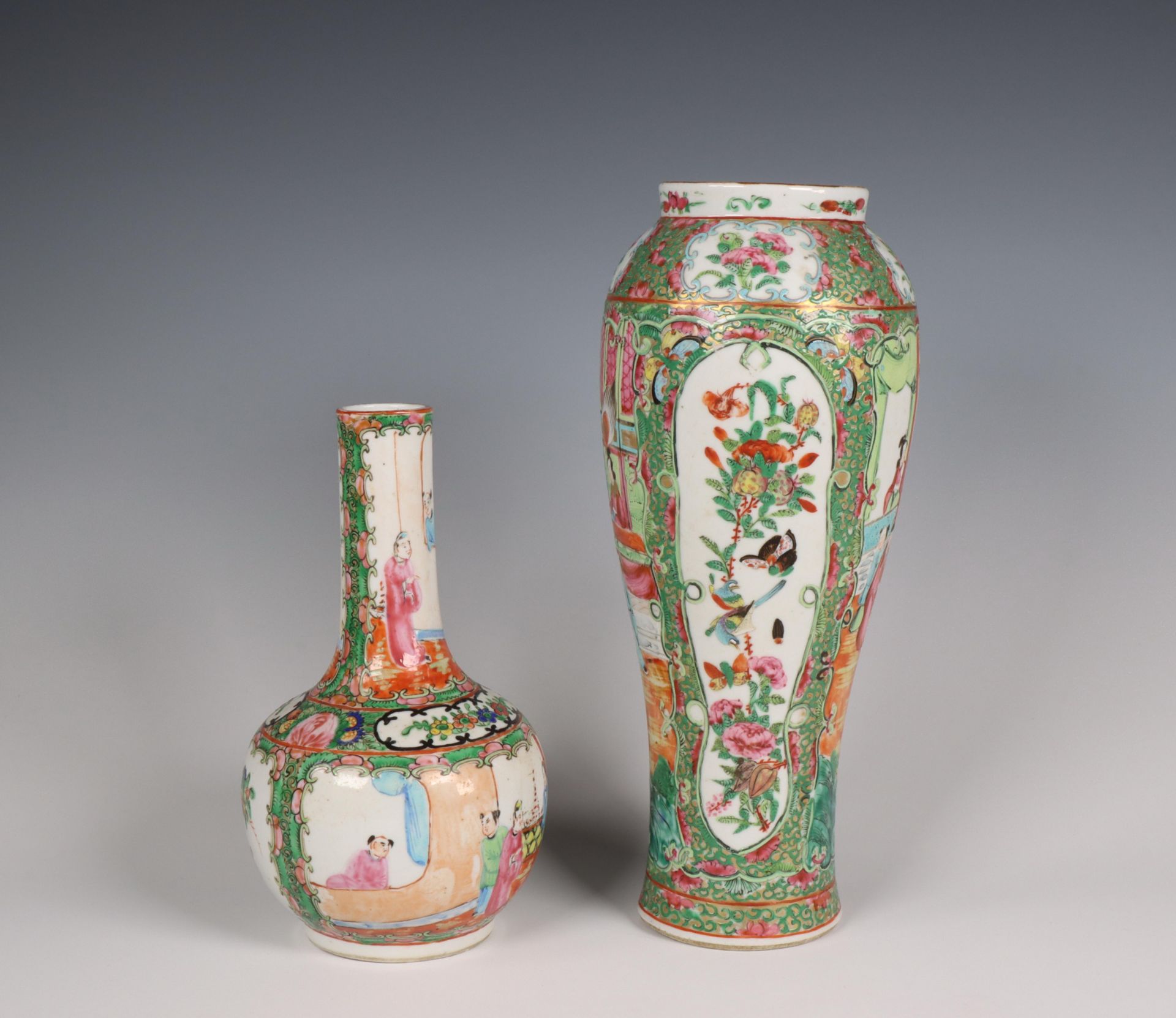 China, two Canton famille rose porcelain vases, 19th century, - Bild 6 aus 6