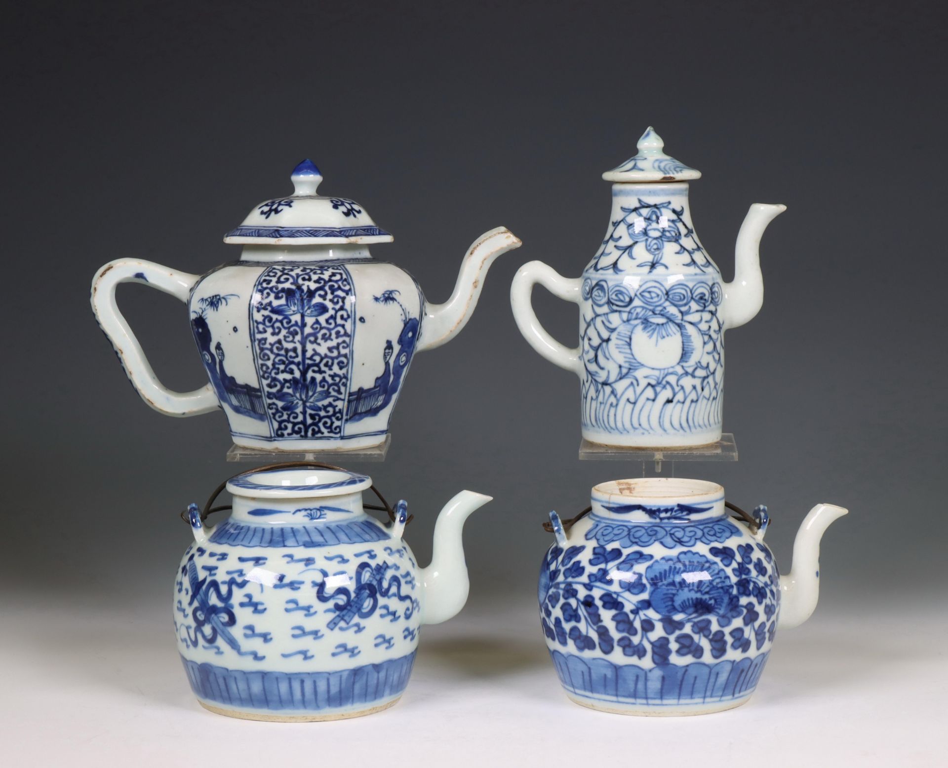 China, a collection of blue and white porcelain teapots, 19th-20th century, - Image 3 of 3