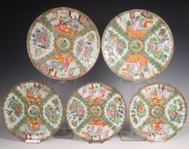 China, a small collection of Canton famille rose plates, 19th century,