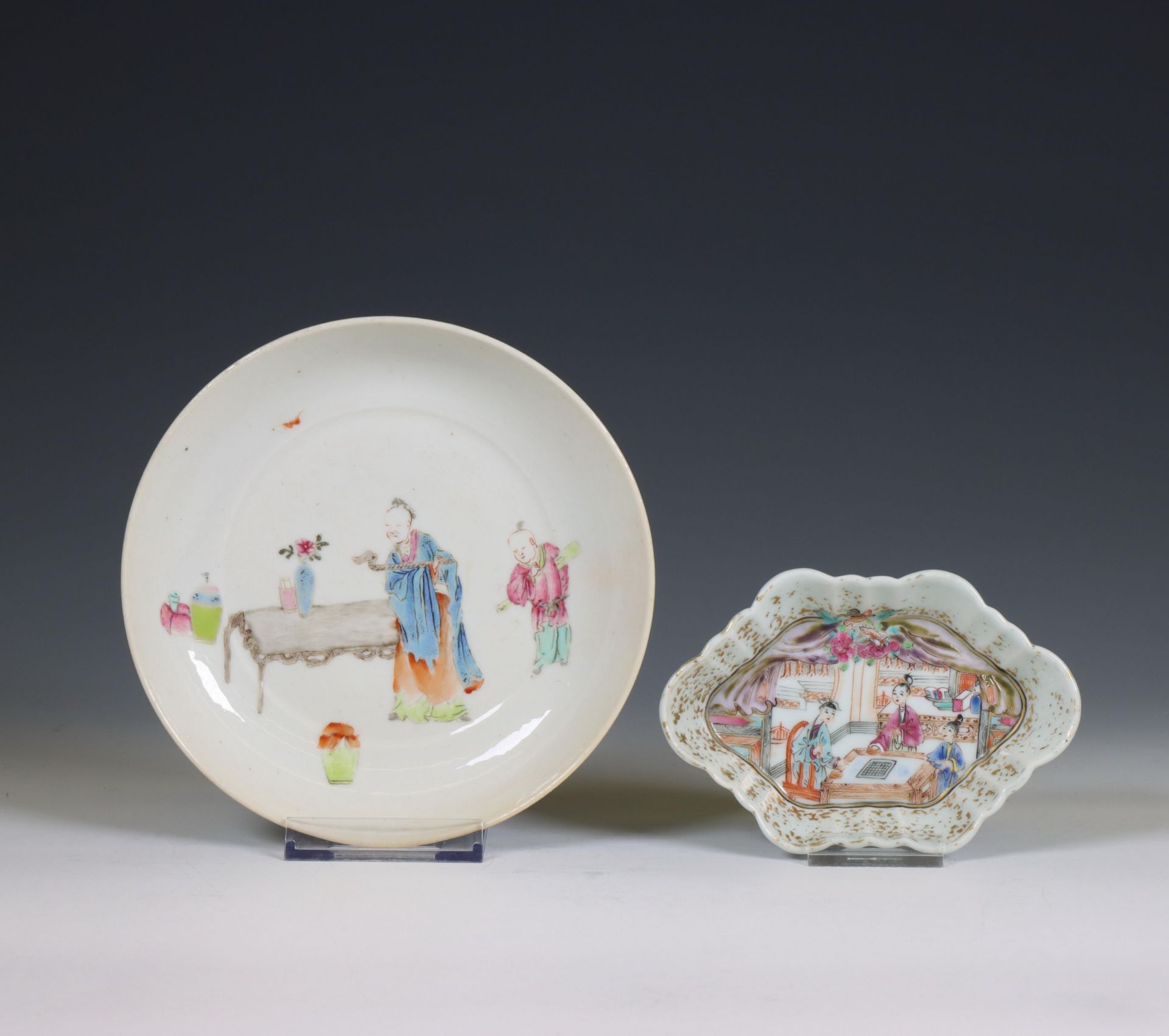 China, two famille rose porcelain dishes, late 18th-19th century,