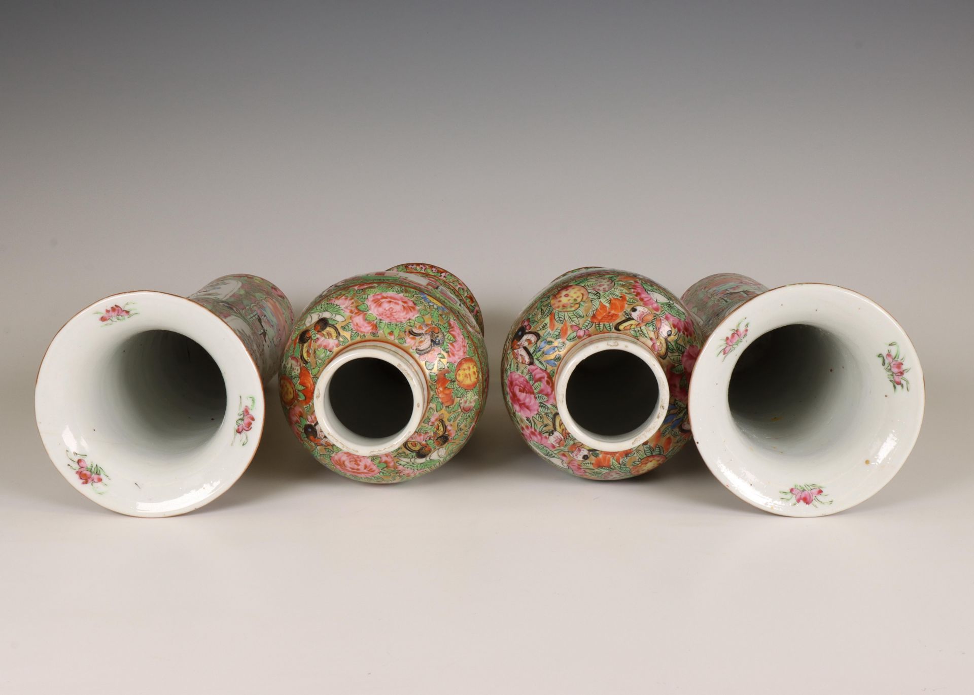 China, a four-piece Canton famille rose porcelain garniture, 19th century, - Image 8 of 10