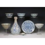 China, a collection of blue and white 'Hatcher Cargo' porcelain, mid 17th century,