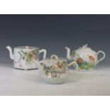 China, three famille rose porcelain teapots and covers, 20th century,
