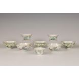 China, a collection of famille rose porcelain cups, 19th-20th century,