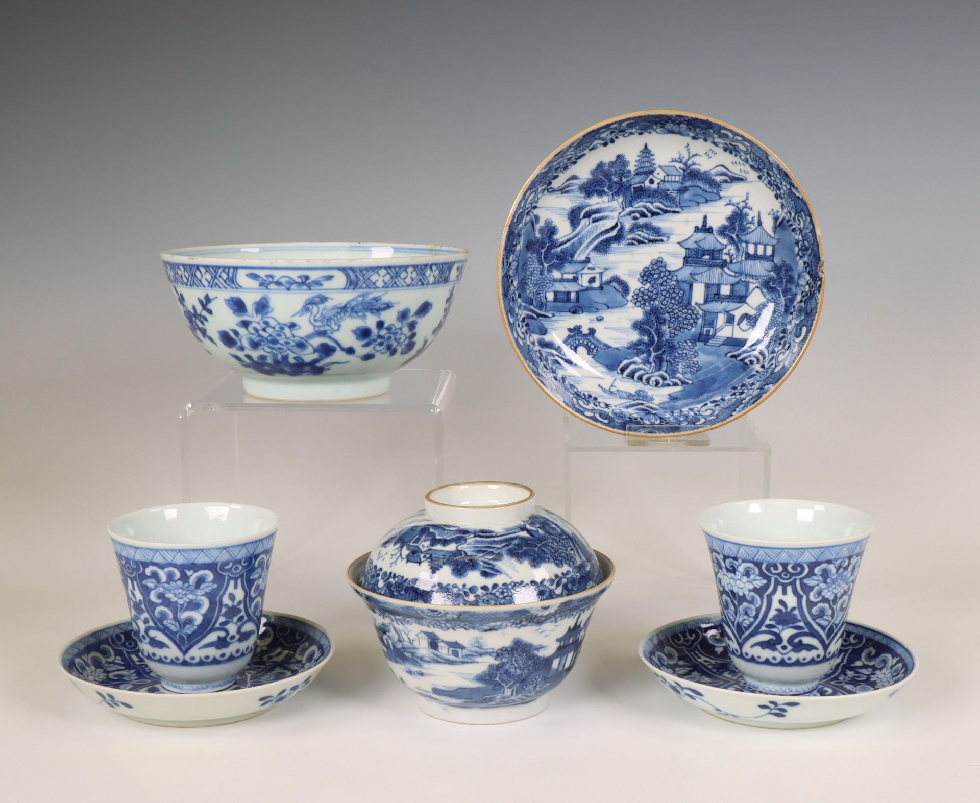 China, small collection of blue and white porcelain, 18th-19th century,
