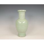China, celadon-glazed baluster vase, 19th-20th century,
