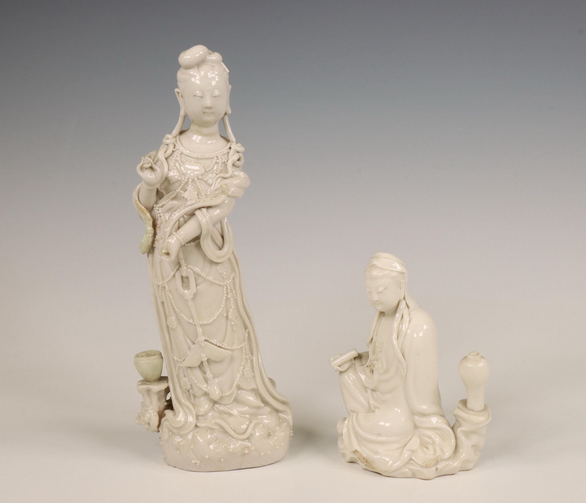 China, two Dehua porcelain models of Guanyin, 19th-20th century,