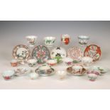 China, a collection of various famille rose porcelain cups and saucers, 18th century and later,