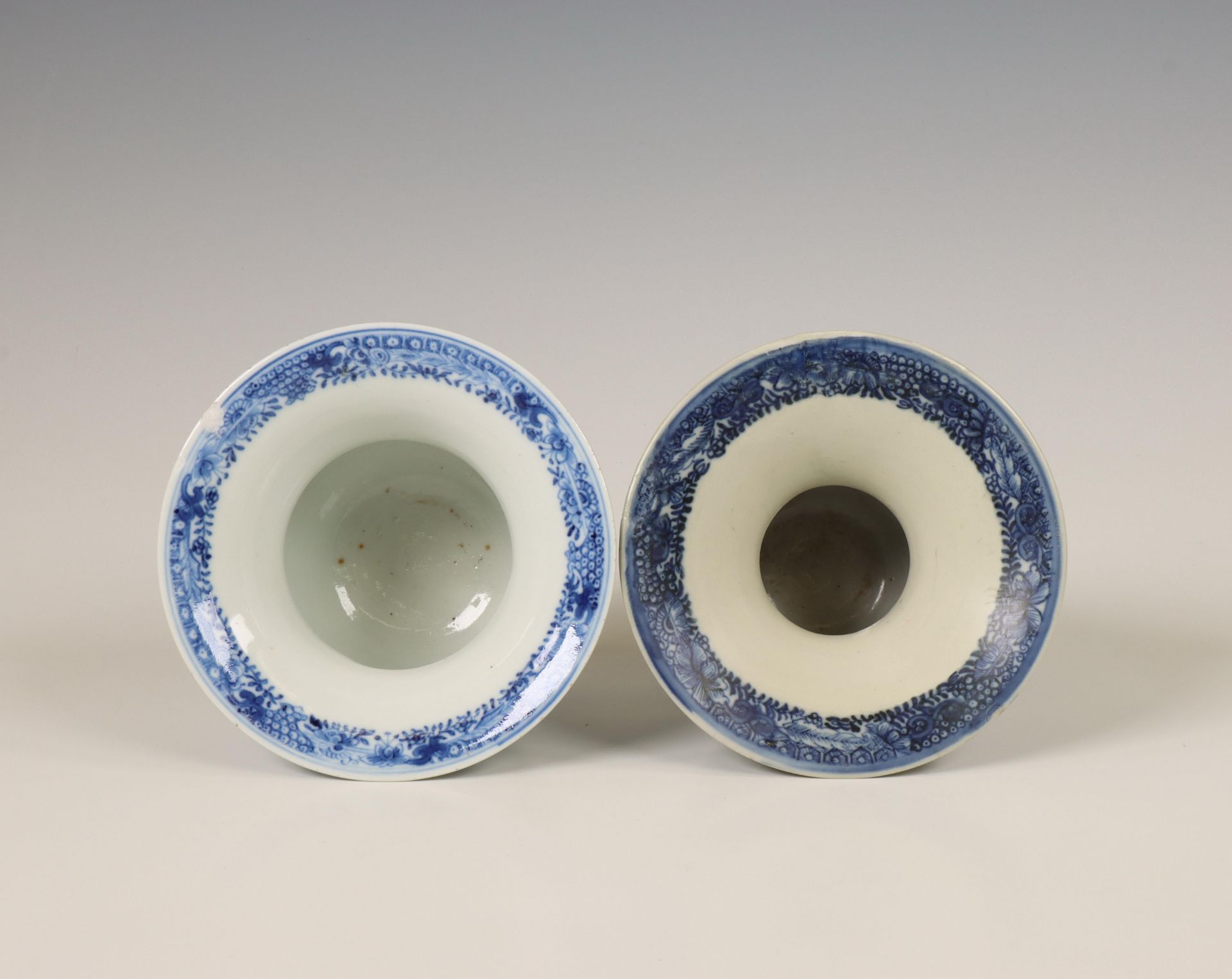 China, two blue and white porcelain spittoons, Qianlong period (1736-1795), - Image 2 of 2