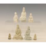 China, a group of small Dehua and white-glazed Guanyins, 20th century-modern,