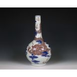 China, a blue and white and iron-red porcelain 'dragon' bottle vase, 20th century,