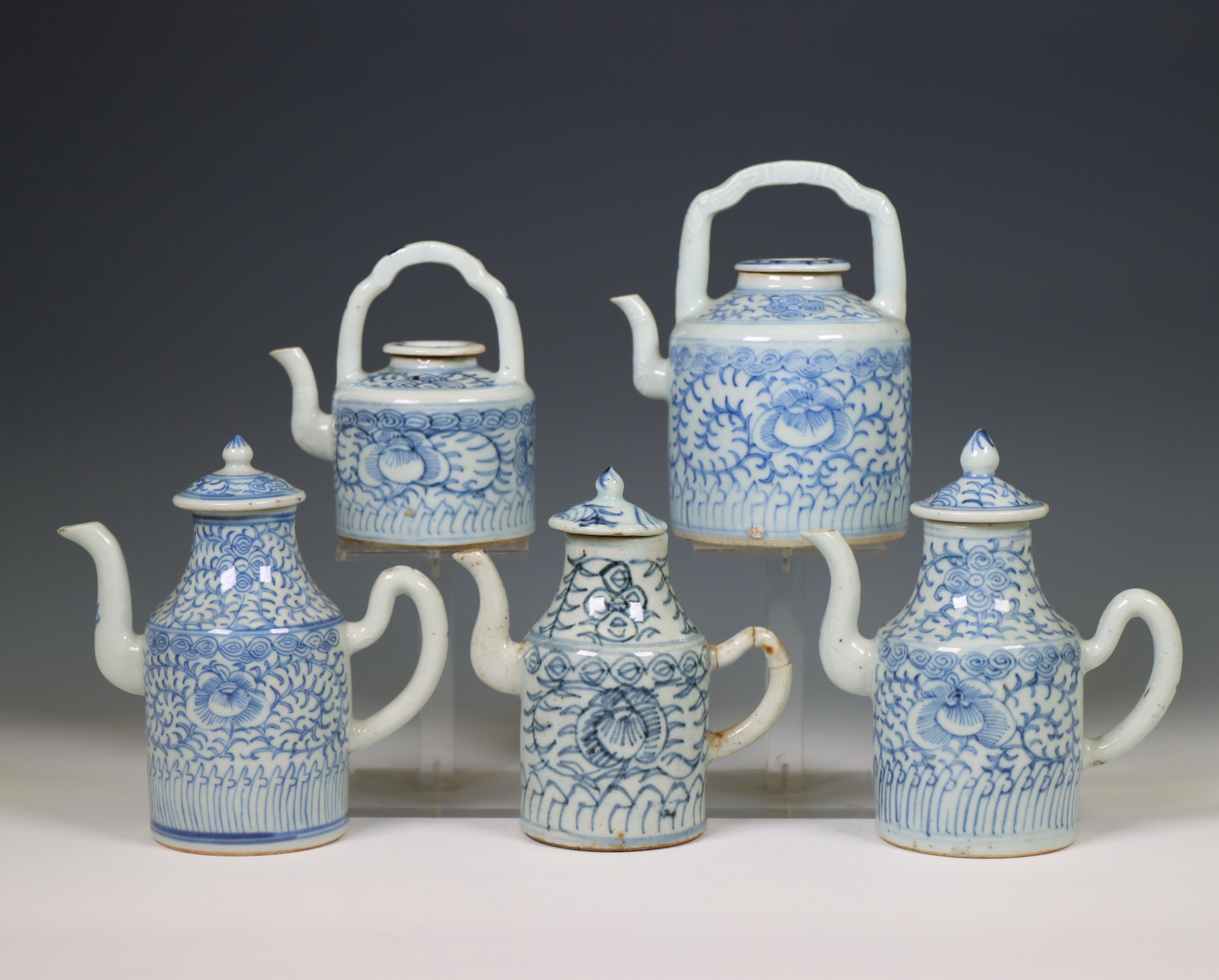 China, four soft paste blue and white 'one hundred boys' jarlets and covers, 19th century, - Image 10 of 11