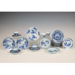 China, collection of blue and white porcelain cups and saucers, Kangxi period (1662-1722) and later,