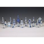 China, a collection of blue and white miniature vases and jugs, 18th century and later,