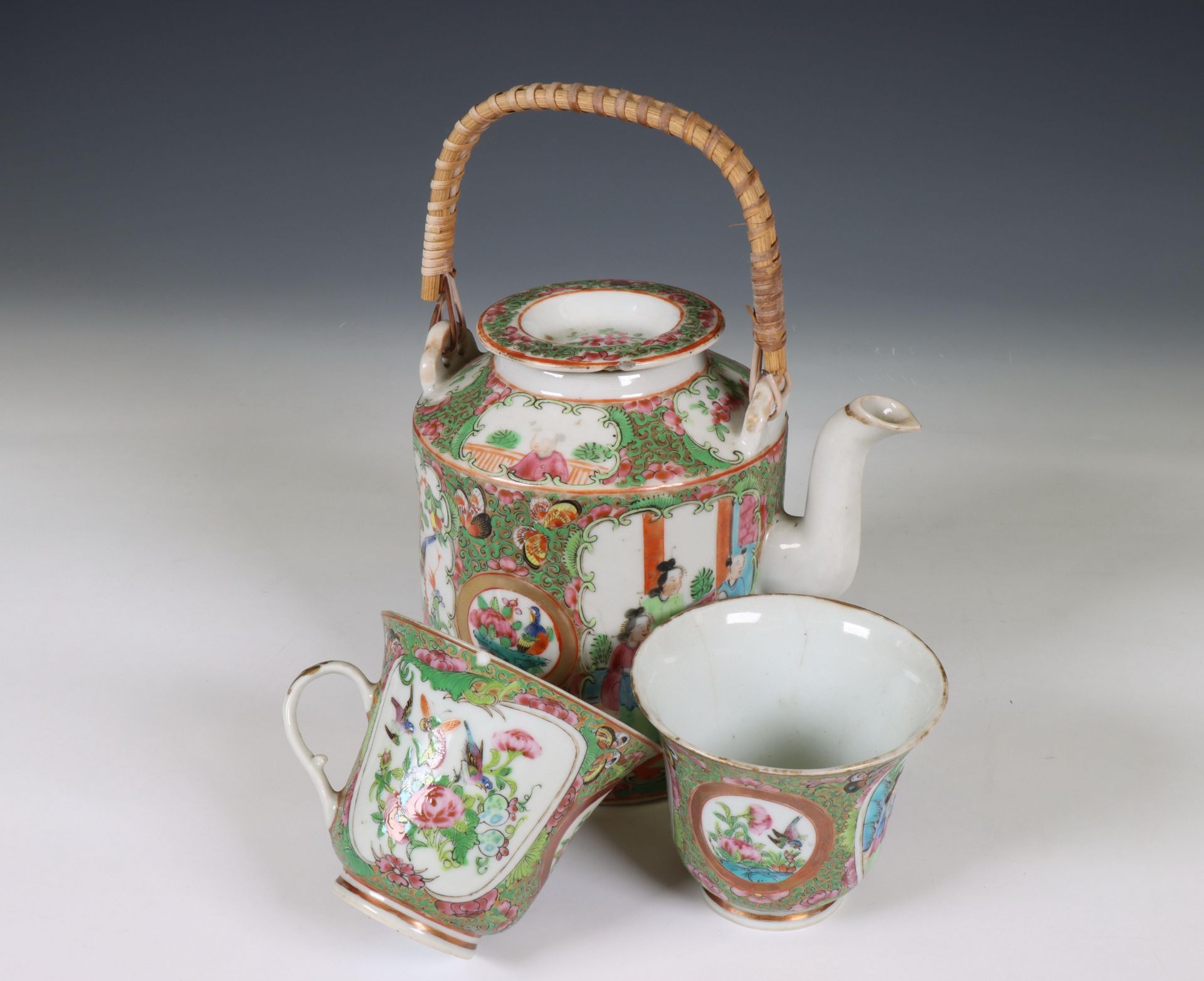 China, a Canton famille rose porcelain part coffee- and tea-service, ca. 1900, - Image 2 of 2