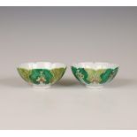 China, pair of famille verte porcelain 'cabbage' bowls, late 19th/ early 20th century,