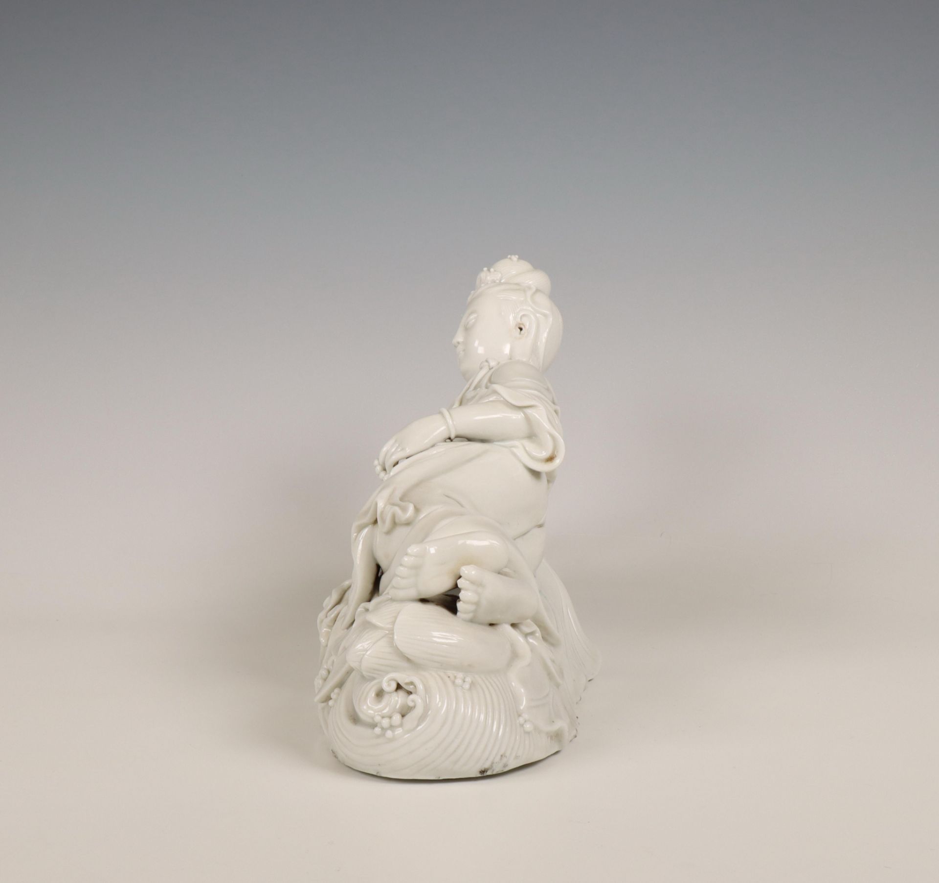 China, a Dehua porcelain reclining Guanyin, 20th century, - Image 7 of 7