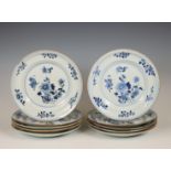 China, set of ten blue and white porcelain plates, Qianlong period (1736-1795),